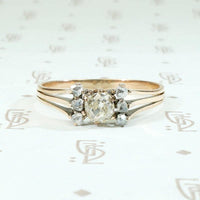 Antique Rosy Gold Ring with Old Mine & Rose Cut Diamonds