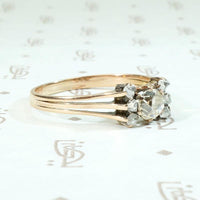 Antique Rosy Gold Ring with Old Mine & Rose Cut Diamonds