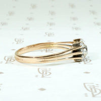 Antique Rosy Gold Ring with Old Mine & Rose Cut Diamonds