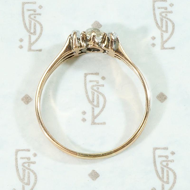 Antique Rosy Gold Ring with Old Mine & Rose Cut Diamonds