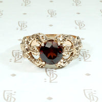 Six Snake Victorian Ring with Garnet in Rose Gold