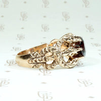 Six Snake Victorian Ring with Garnet in Rose Gold