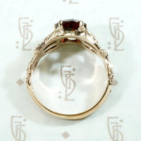 Six Snake Victorian Ring with Garnet in Rose Gold