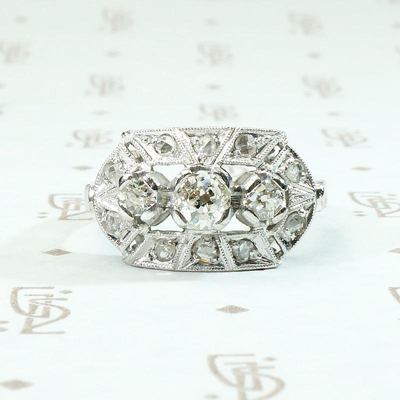 Hybrid Beauty 1940s Ring with Victorian Diamonds