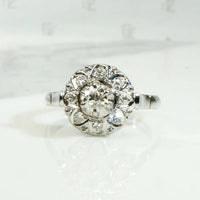 Floral Diamond Halo Ring in White Gold