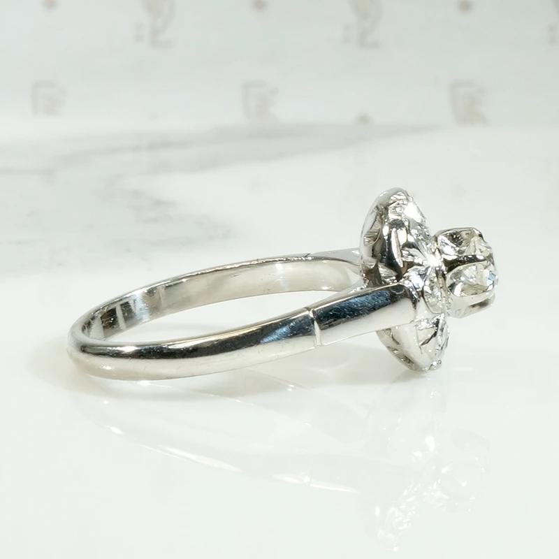 Floral Diamond Halo Ring in White Gold