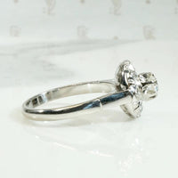 Floral Diamond Halo Ring in White Gold