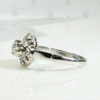 Floral Diamond Halo Ring in White Gold
