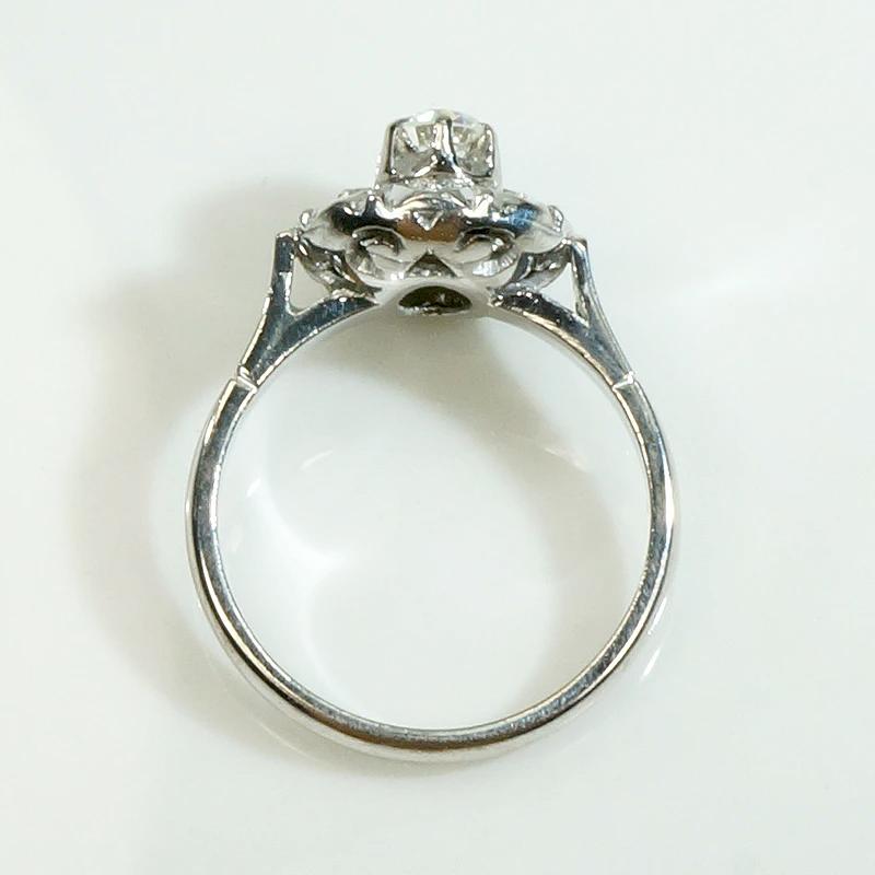 Floral Diamond Halo Ring in White Gold