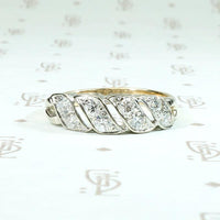 Diamond Set Waves Two-Tone Gold Band