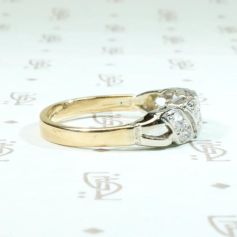 Diamond Set Waves Two-Tone Gold Band
