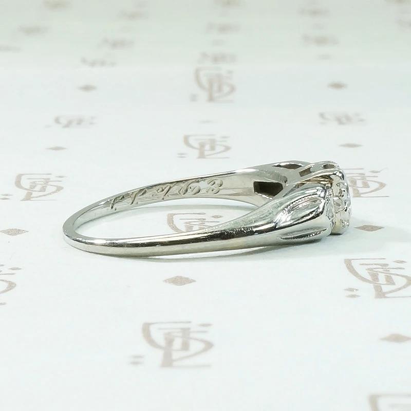 Classic Vintage Diamond Engagement Ring in White Gold