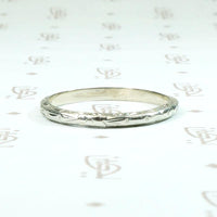 Soft Floral Pattern Art Deco White Gold Wedding Band