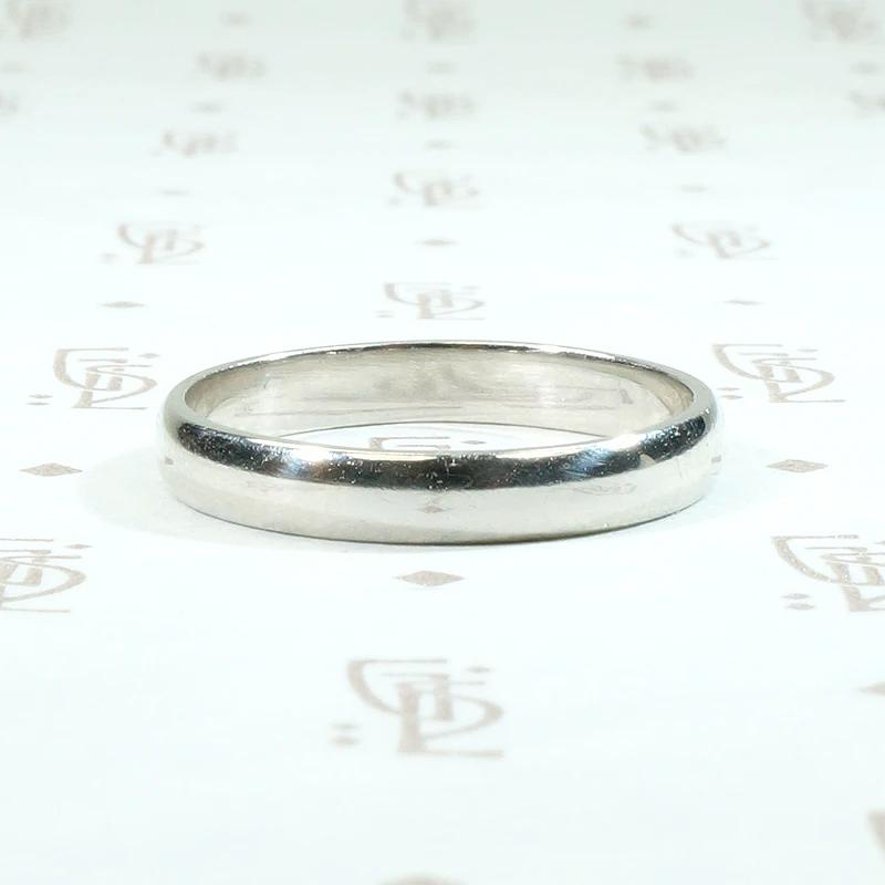 Glossy Vintage Platinum Half Round Wedding Band