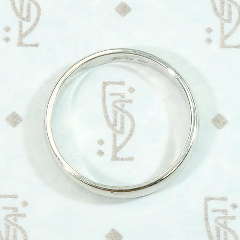 Glossy Vintage Platinum Half Round Wedding Band