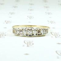 Victorian Platinum & Gold Five-Stone Diamond Band