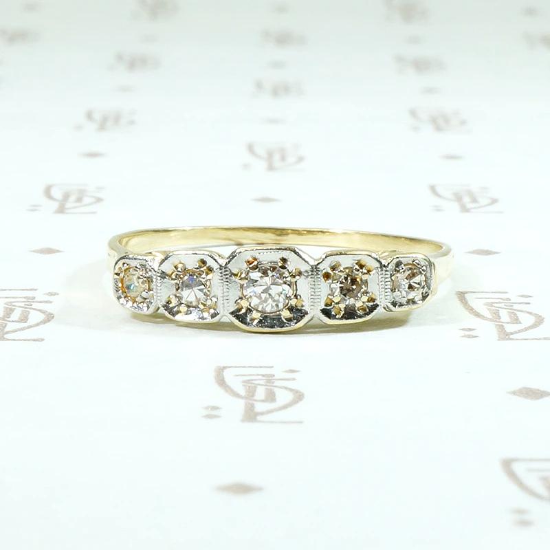 Victorian Platinum & Gold Five-Stone Diamond Band