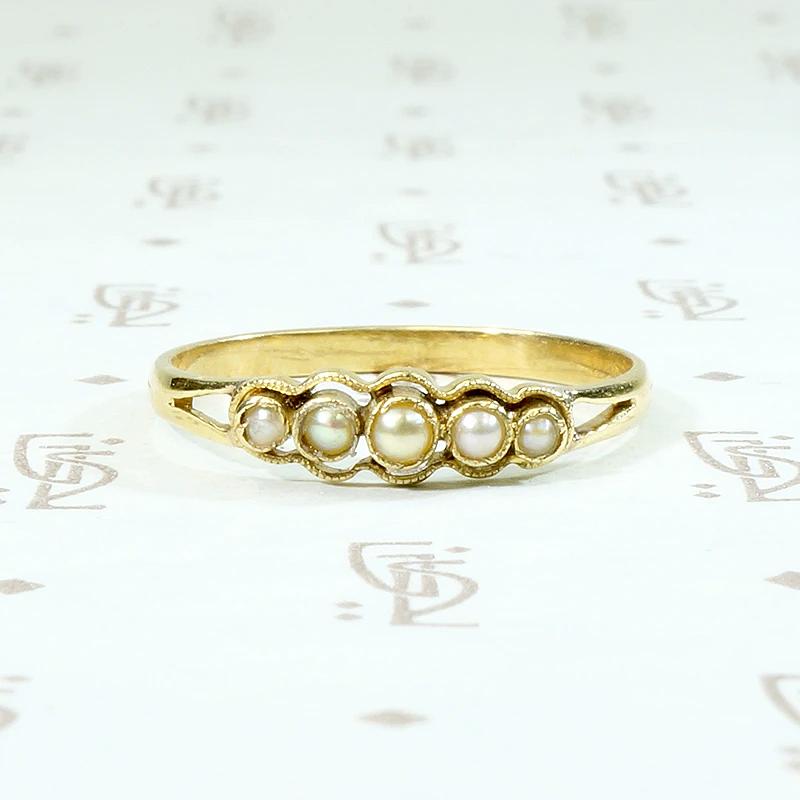 Delicate Pearl Ring with Airy Gold Openwork