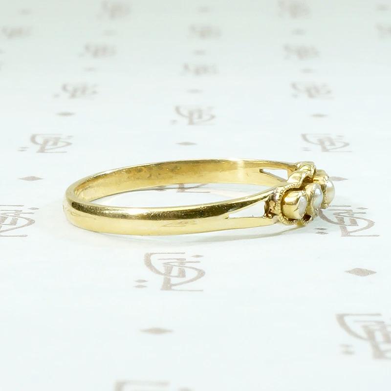 Delicate Pearl Ring with Airy Gold Openwork
