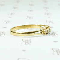Delicate Pearl Ring with Airy Gold Openwork
