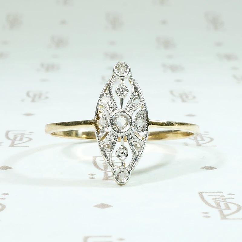 Rose Cut Diamond Spangled Navette Ring