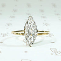 Rose Cut Diamond Spangled Navette Ring