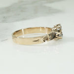 Dainty Diamond Clover Ring with Engraved Band