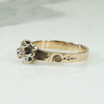 Dainty Diamond Clover Ring with Engraved Band