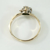 Dainty Diamond Clover Ring with Engraved Band