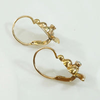 Wee French "Clubs" Earbobs in Gold & Pearls
