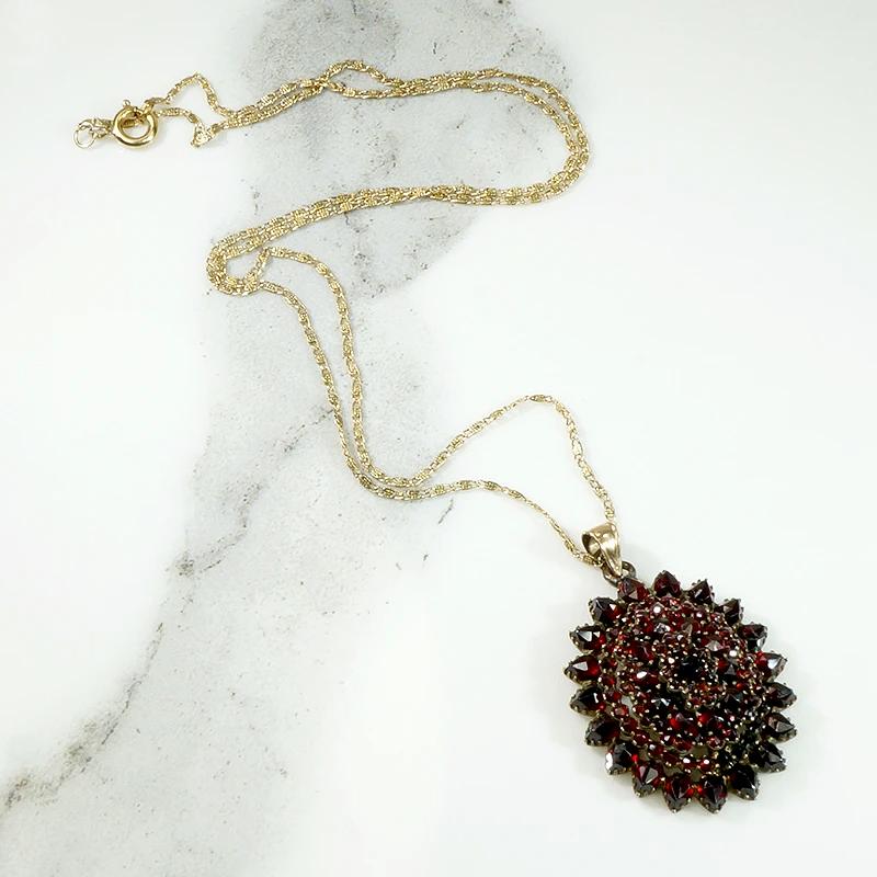 Deep Red Antique Garnet Cluster Pendant