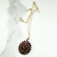 Deep Red Antique Garnet Cluster Pendant