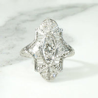 Gossamer Platinum Filigree Ring with Diamonds