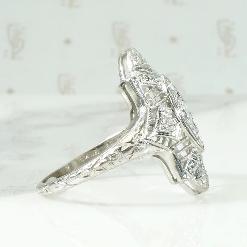 Gossamer Platinum Filigree Ring with Diamonds