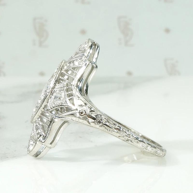 Gossamer Platinum Filigree Ring with Diamonds