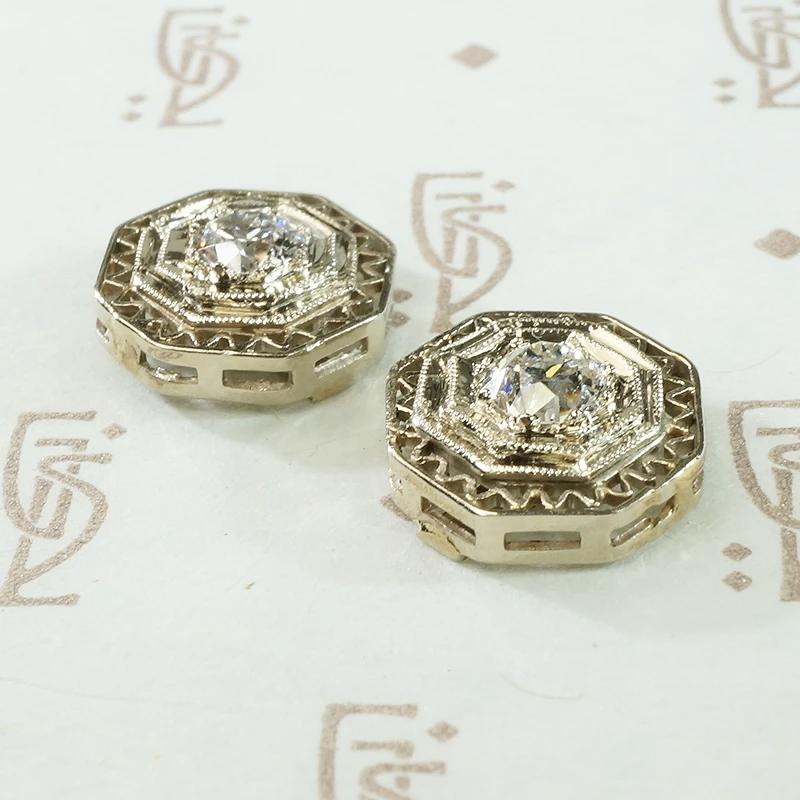 Art Deco Gold Filigree Diamond Studs