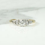 Mid Century Step-Side Diamond Engagement Ring