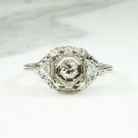 Floral Filigree Diamond Engagement Ring