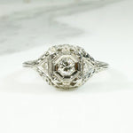 Floral Filigree Diamond Engagement Ring