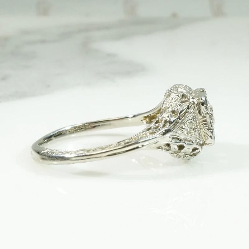 Floral Filigree Diamond Engagement Ring