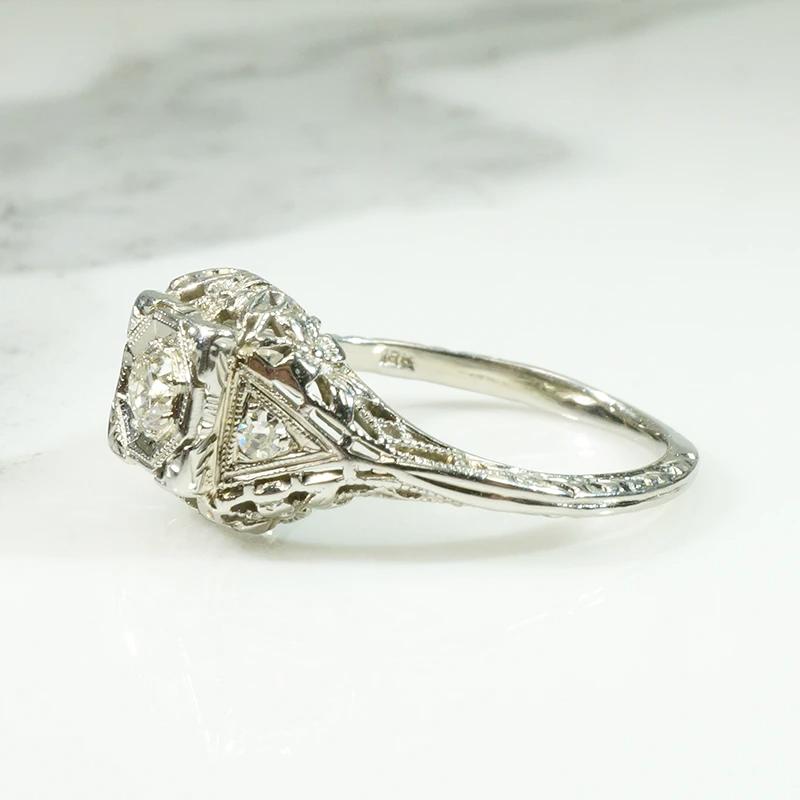 Floral Filigree Diamond Engagement Ring