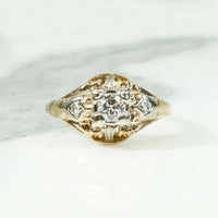 Deco Diamond Engagement Ring with Romantic Detail