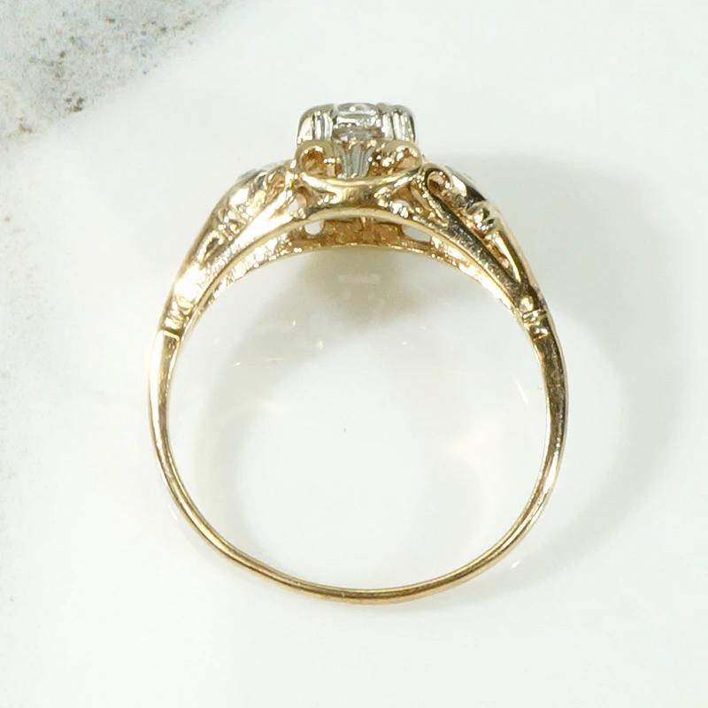 Deco Diamond Engagement Ring with Romantic Detail