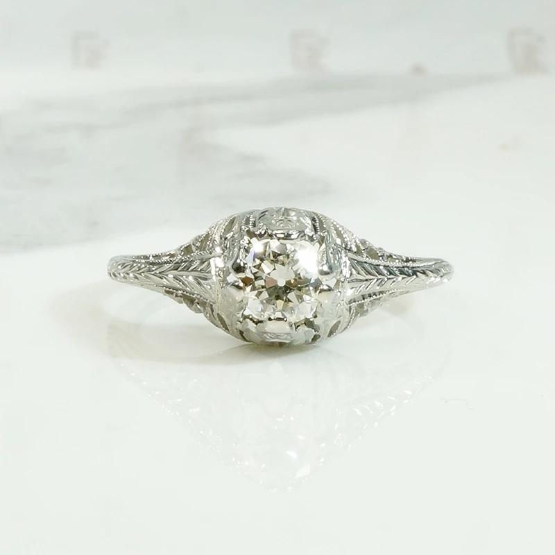 Glittering Filigree Diamond Solitaire Ring