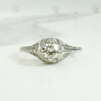 Glittering Filigree Diamond Solitaire Ring