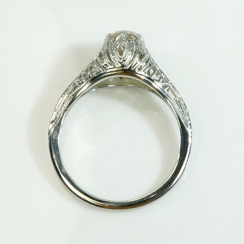 Glittering Filigree Diamond Solitaire Ring