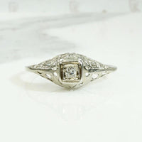 Floral Filigree Diamond Solitaire Engagement Ring