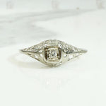 Floral Filigree Diamond Solitaire Engagement Ring