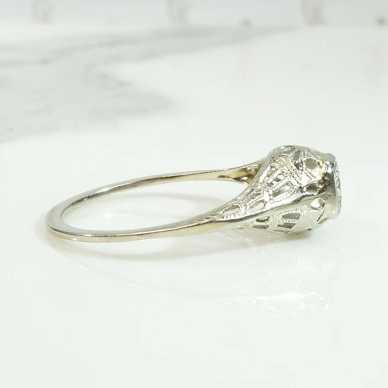 Floral Filigree Diamond Solitaire Engagement Ring
