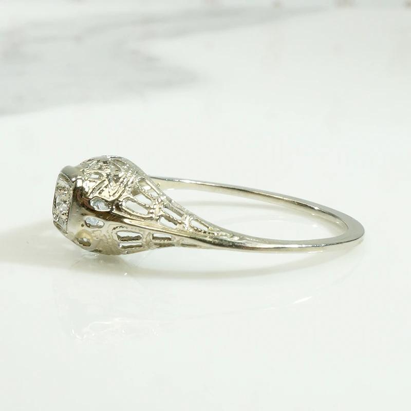 Floral Filigree Diamond Solitaire Engagement Ring